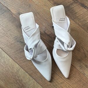 Jeffrey Campbell White Twisted Strap Mules